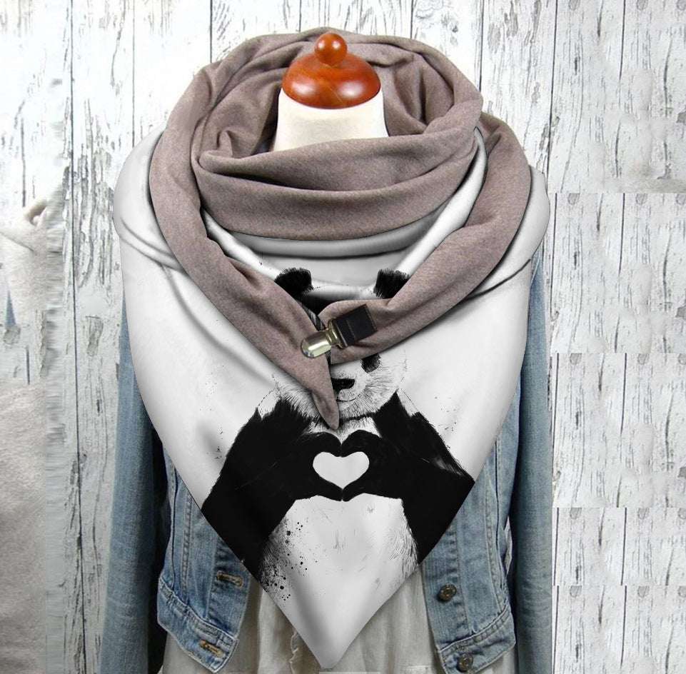 Men's And Women's Fashion Simple Cat Printing Scarf