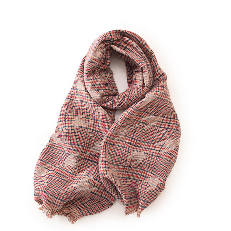 Women's Fashion Printed Houndstooth Warm Scarf