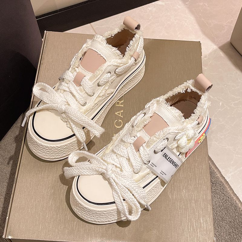 Small Fragrant Style Thick-soled Beggar Canvas Shoes Women