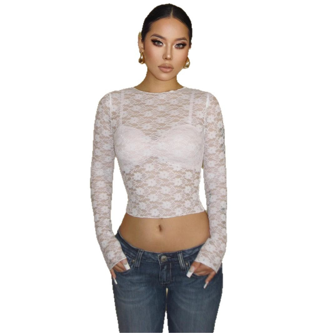 New Sexy Style Lace Short Top For Long-sleeve T-shirt Women - globaltradeleader