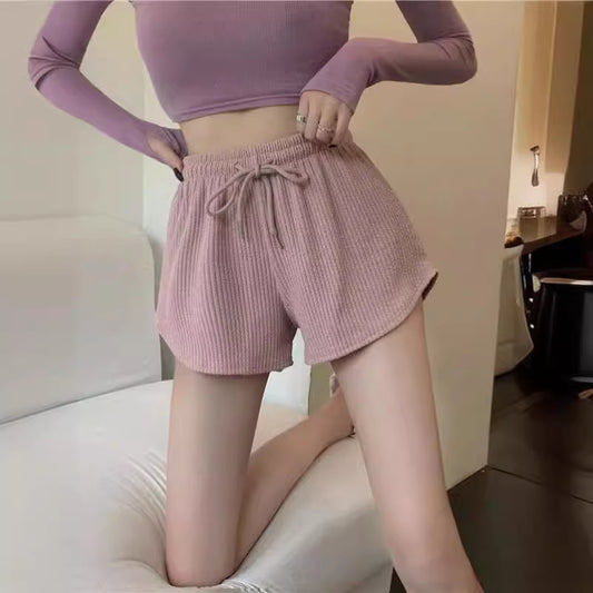 Women&#039;s Shorts Waffle New Summer High Waist Plus Size Shorts Internet Celebrity Fitness Sports Pants Loose Casual Pants