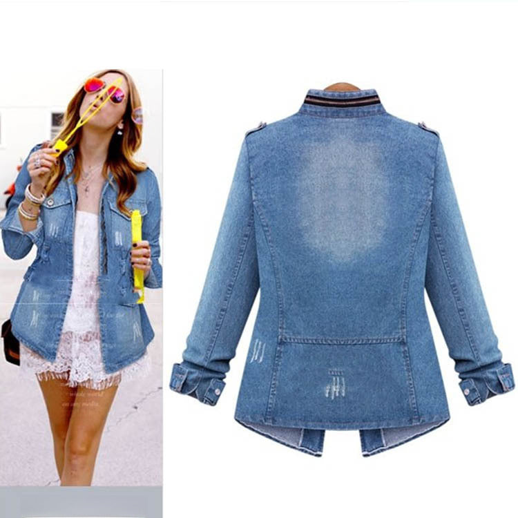 Autumn And Winter New European And American Women's Denim Coat Large Size Fat Girls Long Sleeve Coat Women