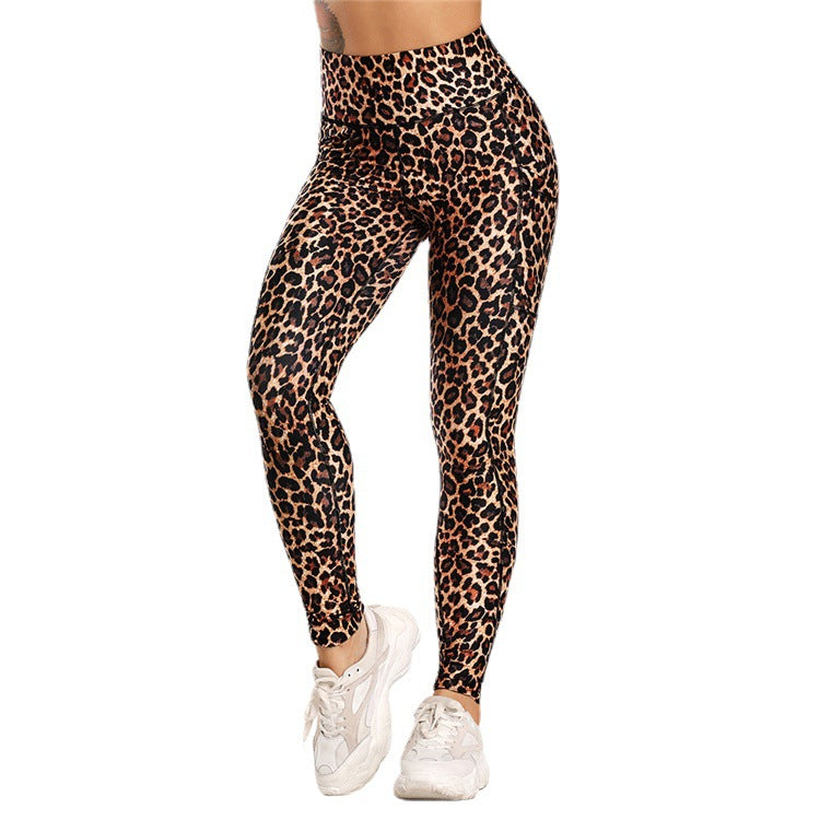 Pocket Printed Hip Raise Yoga Pants - globaltradeleader