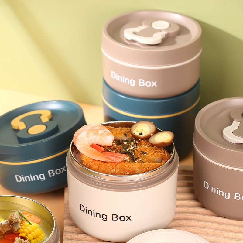 304 Stainless Steel Thermal Insulation Lunch Box Office Worker Lunch Box With Lid Soup Bowl Cup Portable