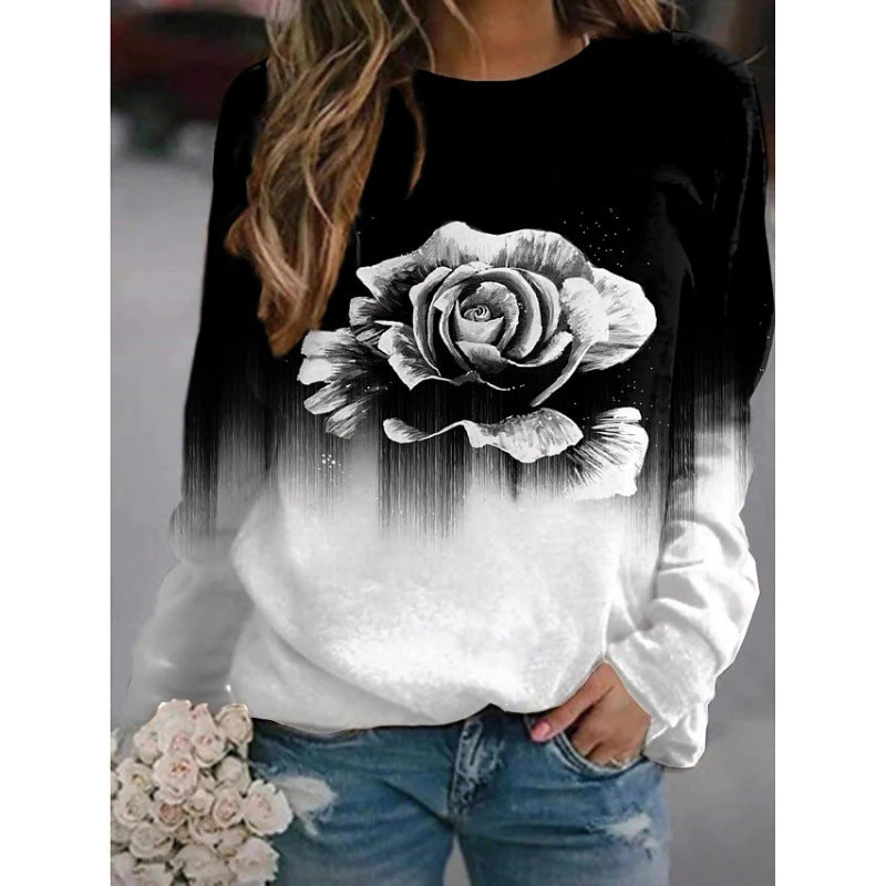 Fashion Floral Print Long-sleeved Women's Sweater - globaltradeleader
