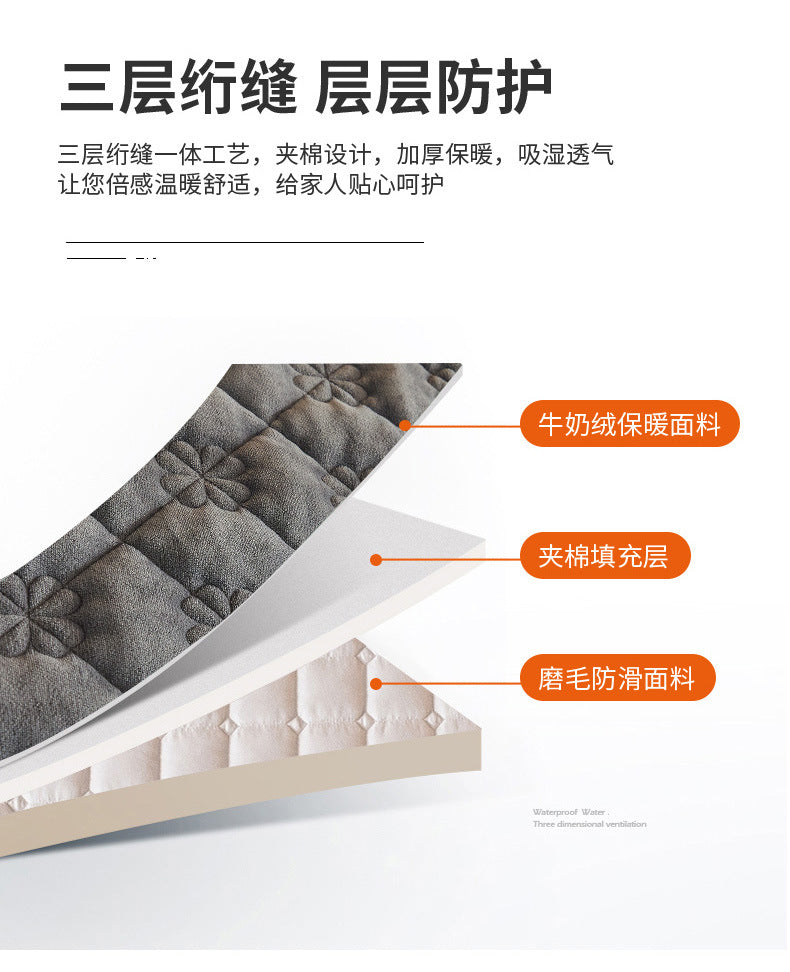 Milk Velvet Quilted Bed Sheet Single Piece Winter Thickened Coral Flannel Bed Cover Three-piece Set Mattress Protector Sheet - globaltradeleader