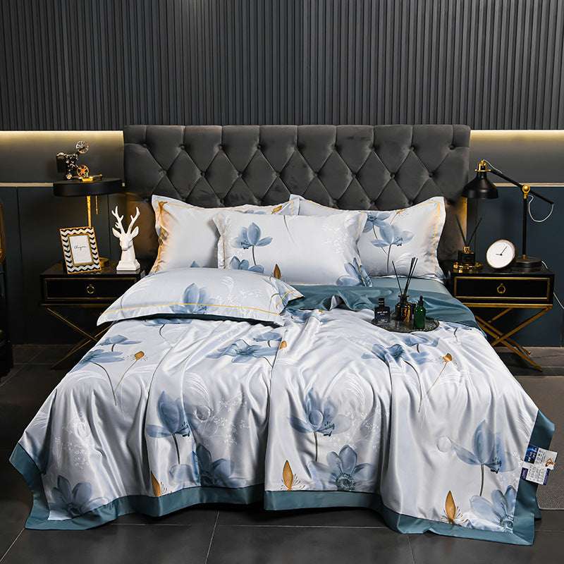 Printed Washed Tencel Summer Cooling Duvet Four-piece Set - globaltradeleader