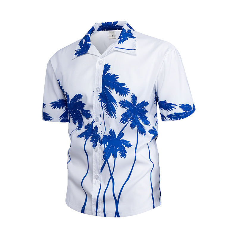 Hawaiian Style Seaside Floral Beach Summer Thin Section Trend Loose Casual Vacation Shirt Floral Shirt Men's Short-sleeved