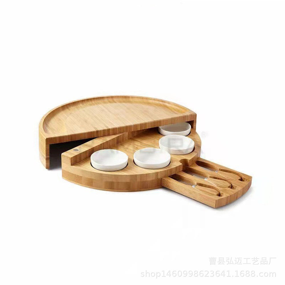 Cheese Board And Knife Set Plus Fruit Plate Organic Bamboo Cutting Board Cheese Board