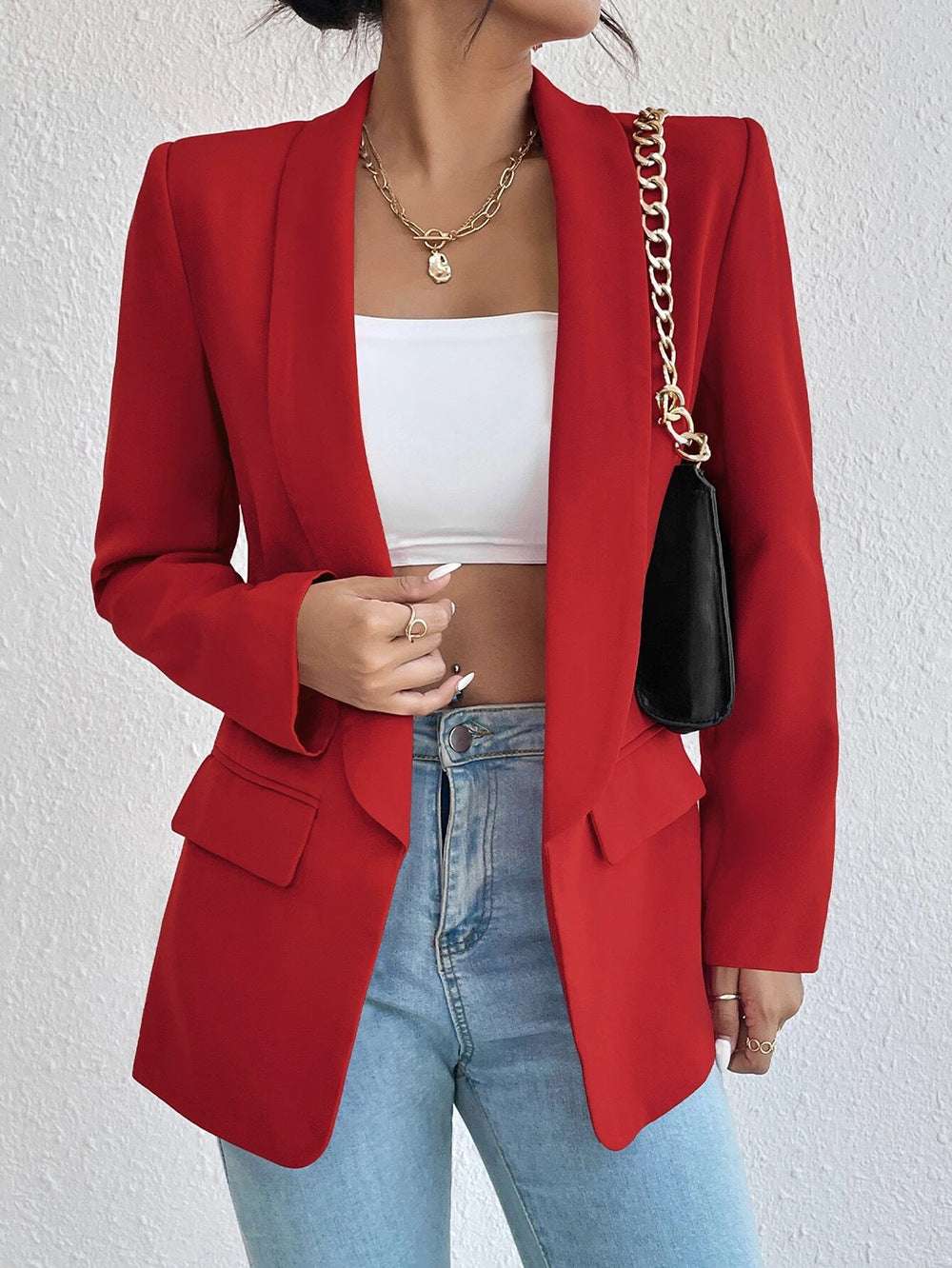 Middle East Hot Style Women's Clothing Autumn And Winter Solid Color Lapel Small Suit Temperament Commuter Jacket