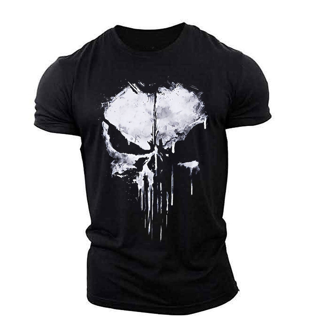 Men's Round Neck Short-sleeved T-shirt American Drama The Punisher Skull Skull Print Men's 3D Fashion Personality Trend