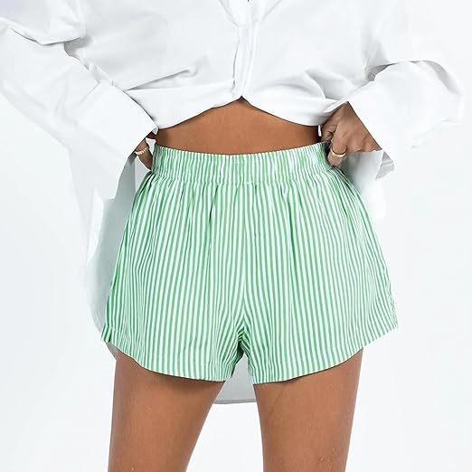 Fashion Loose Pockets Striped Shorts Women's Clothing - globaltradeleader