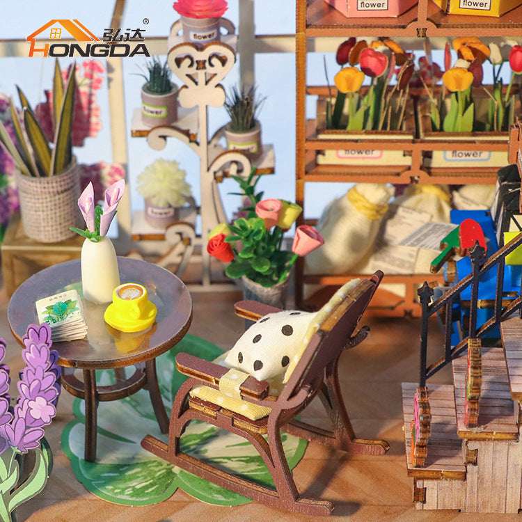 Hongda Diy Hut Garden House 3d Hand-assembled Book Stand Building Model Toy Gift