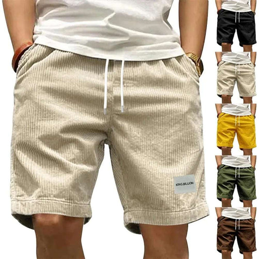 Men's Summer Fashion Retro Corduroy Casual Solid Color Shorts Sports - globaltradeleader