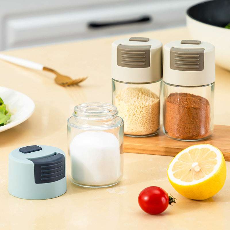 Quantitative Salt Bottle Press Type Measurable Salt Bottle Salt Jar Kitchen Glass Bottle Pepper Powder Cumin Powder Seasoning Bottle