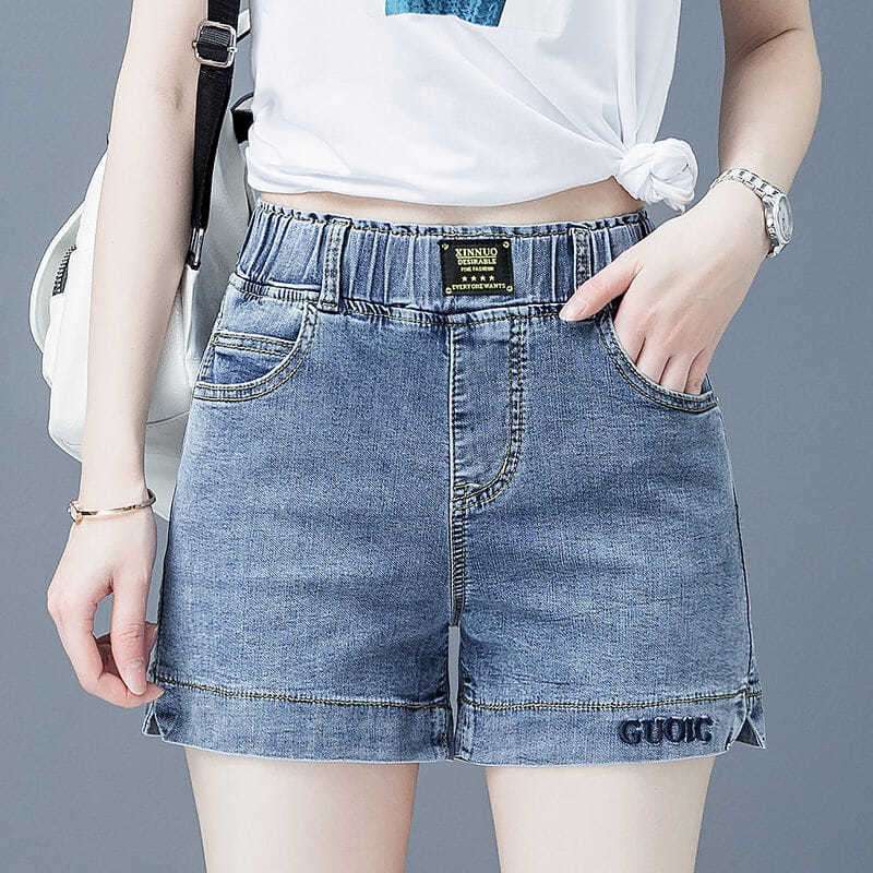 High Waist Denim Shorts Women Elastic Wide Leg - globaltradeleader