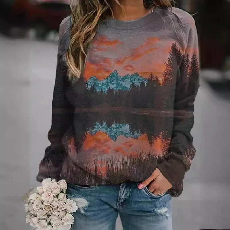 Fashion Floral Print Long-sleeved Women's Sweater - globaltradeleader