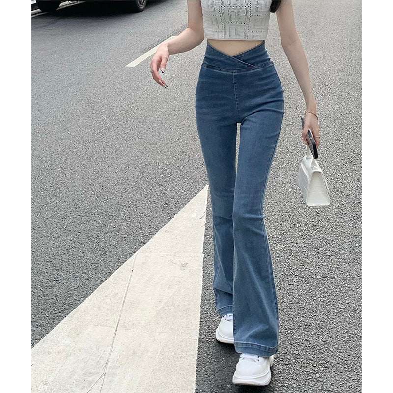 High-waisted Jeans Women's Summer Slim Fit Wide-leg Trousers Flared Pants Design Sense Niche Hot Girl Pants