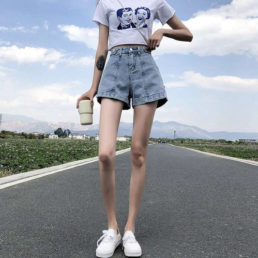 Thin High Waist Korean Style Small All-matching Denim Shorts - globaltradeleader