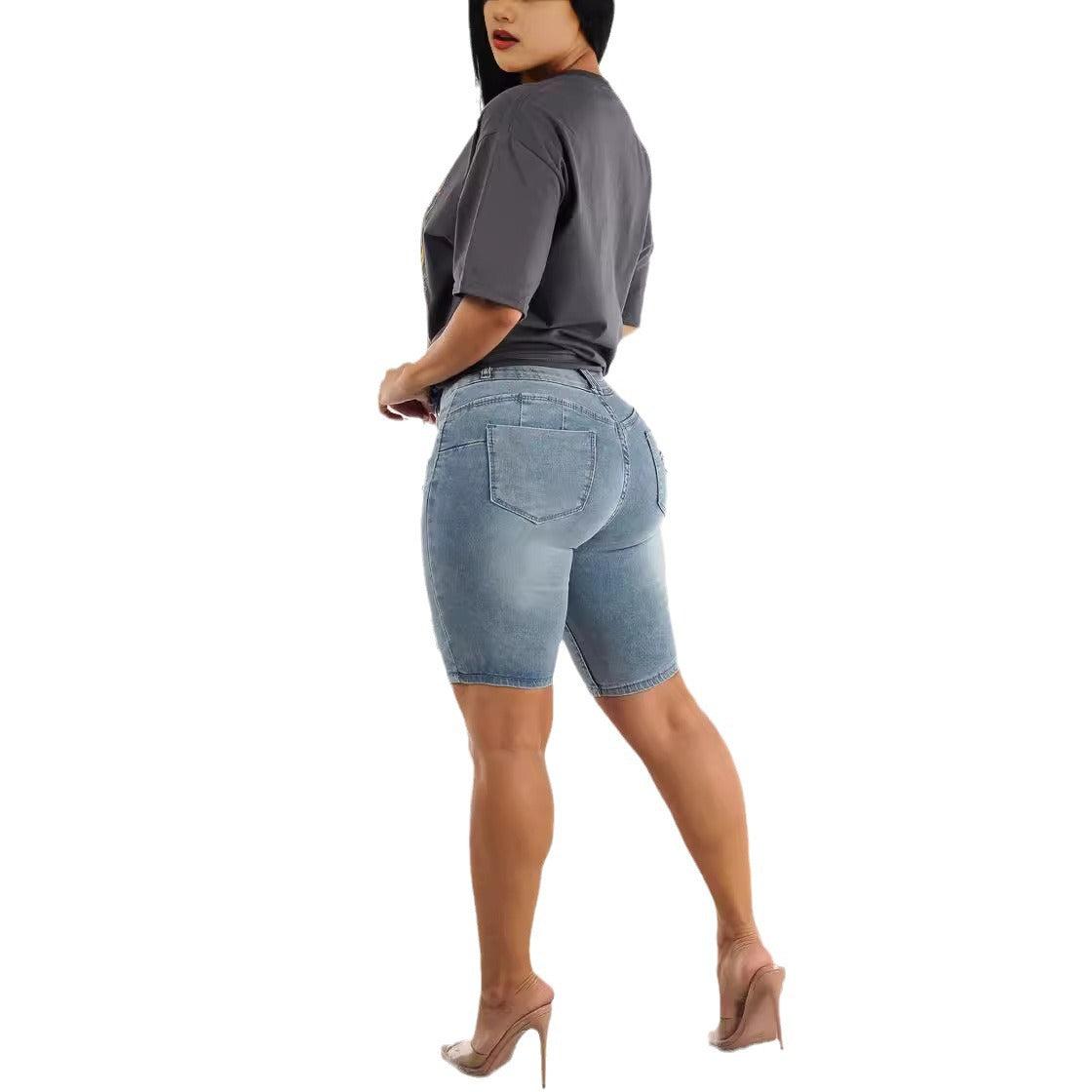 High Waist Ripped Denim Shorts Women's Hip Lifting Short-length Pants - globaltradeleader