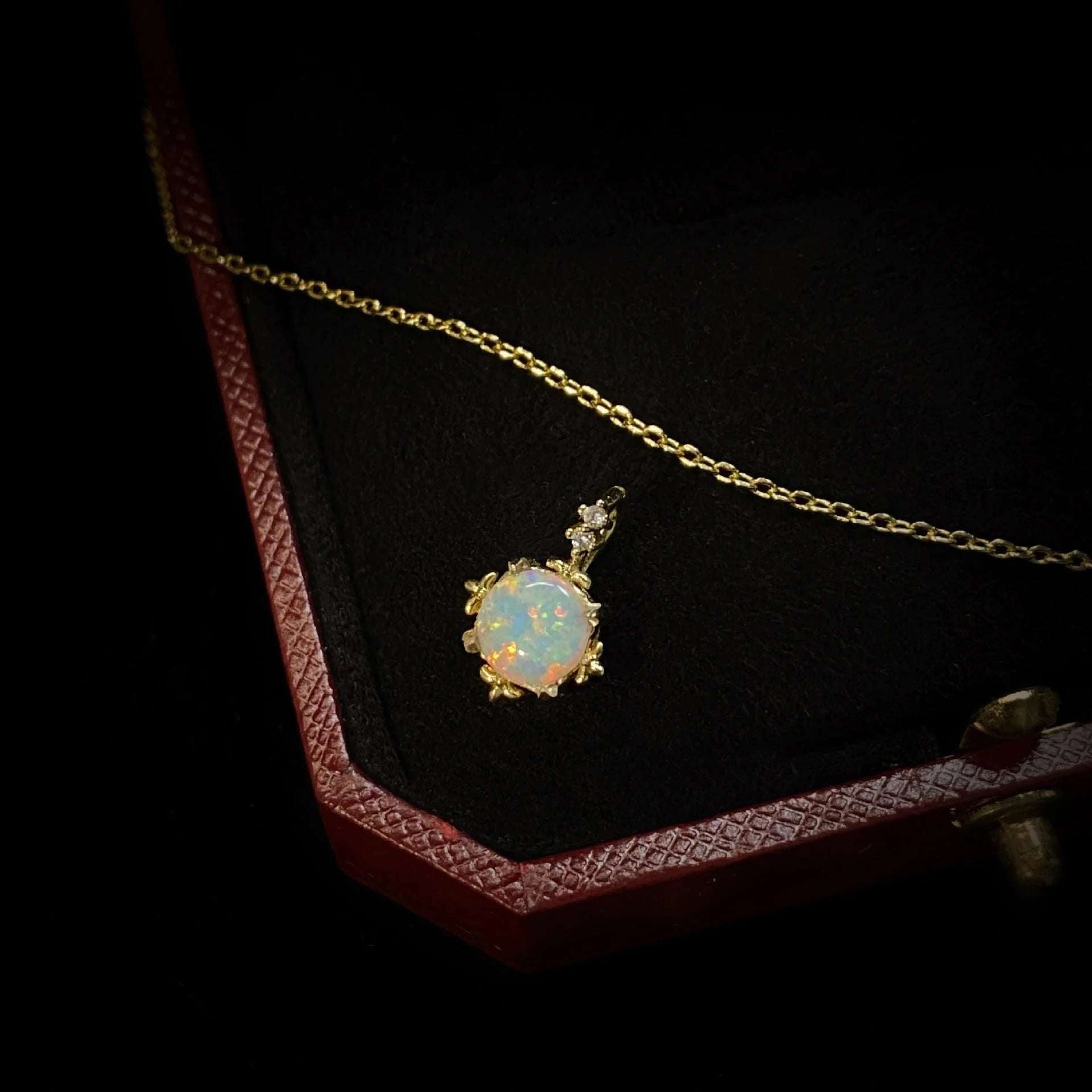 Opal Court Style Glow Gold Plated 14k Yellow Gold Necklace - globaltradeleader