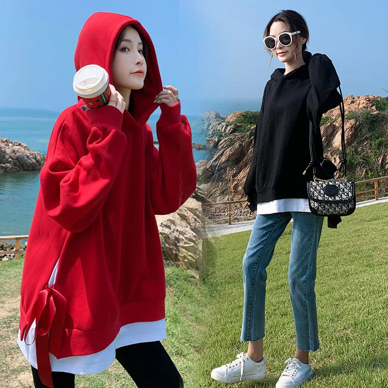 Pregnant Women's Red Sweater Spring Clothing Autumn Fashion Foreign Style Top 2022 New Year's New Festive Suit - globaltradeleader