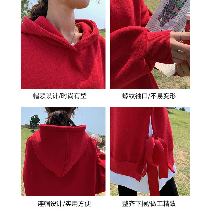 Pregnant Women's Red Sweater Spring Clothing Autumn Fashion Foreign Style Top 2022 New Year's New Festive Suit - globaltradeleader