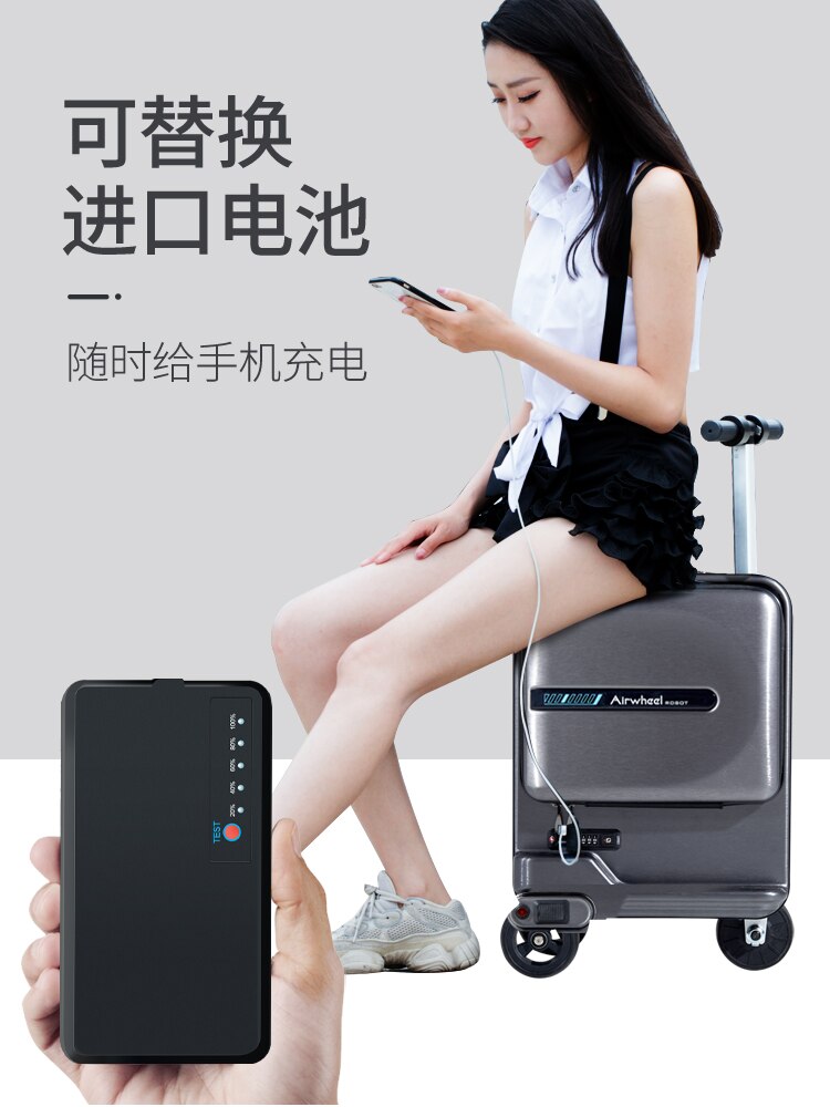 Riding on Luggage suitcase airwheel scooter electric bike motorcycles Cycling electric scooter