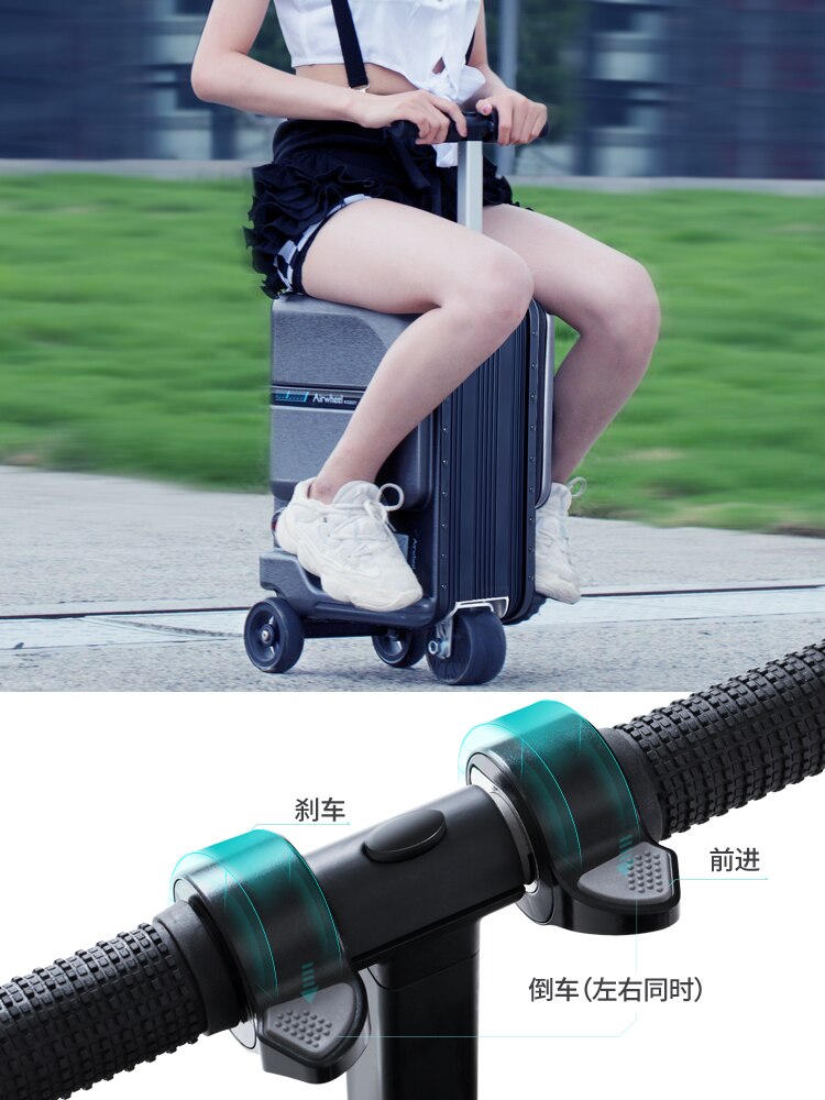 Riding on Luggage suitcase airwheel scooter electric bike motorcycles Cycling electric scooter