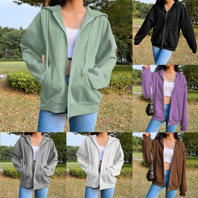 Solid Color Hooded Plus Fleece Sweatshirt Top - globaltradeleader