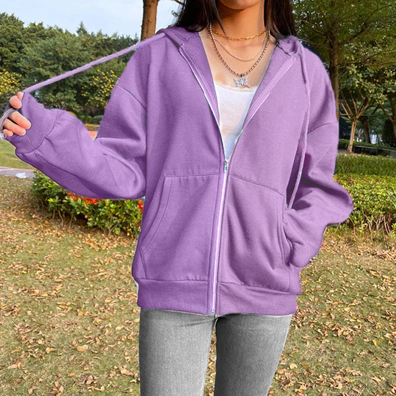 Solid Color Hooded Plus Fleece Sweatshirt Top - globaltradeleader