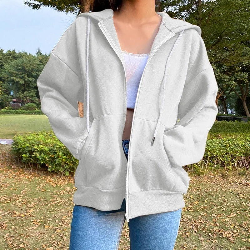 Solid Color Hooded Plus Fleece Sweatshirt Top - globaltradeleader