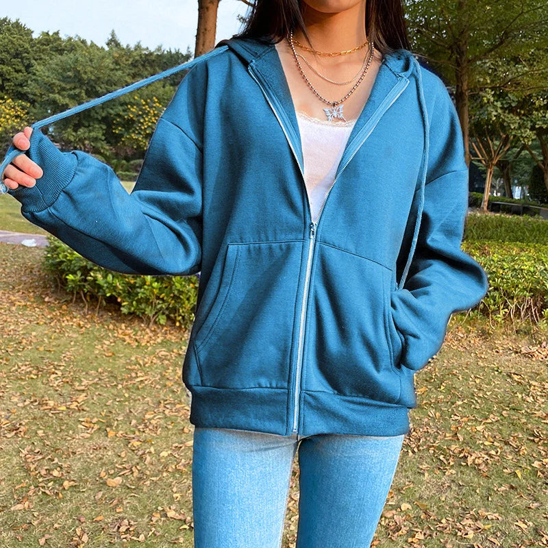 Solid Color Hooded Plus Fleece Sweatshirt Top - globaltradeleader