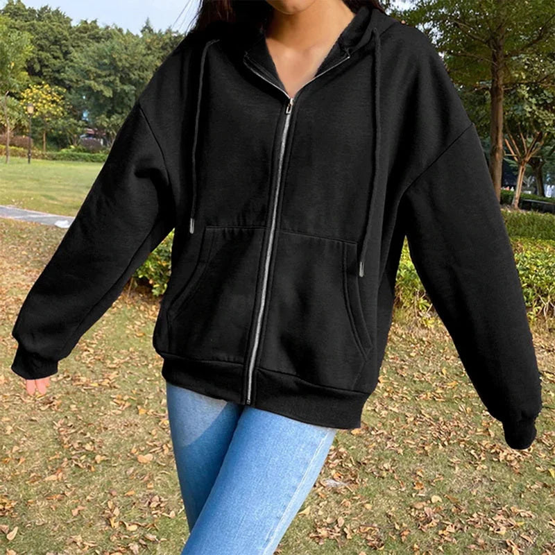 Solid Color Hooded Plus Fleece Sweatshirt Top - globaltradeleader