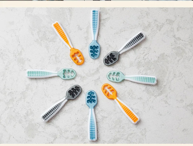 Supplementary Food Spoon Training Spoon Baby Self-Eating Soft Plastic Tableware 2 Pieces - globaltradeleader