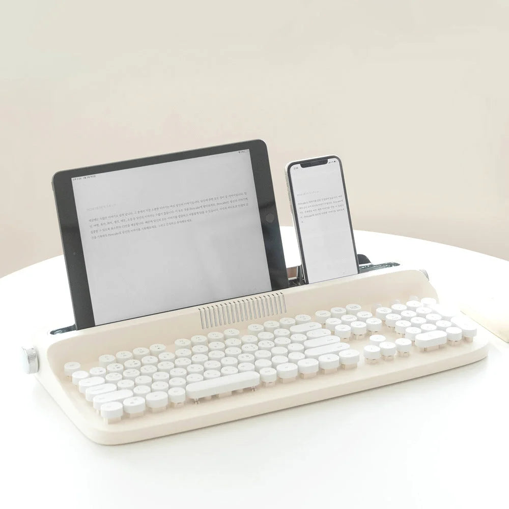 Tablet Phone Wireless Bluetooth External Keyboard Retro Typewriter - globaltradeleader