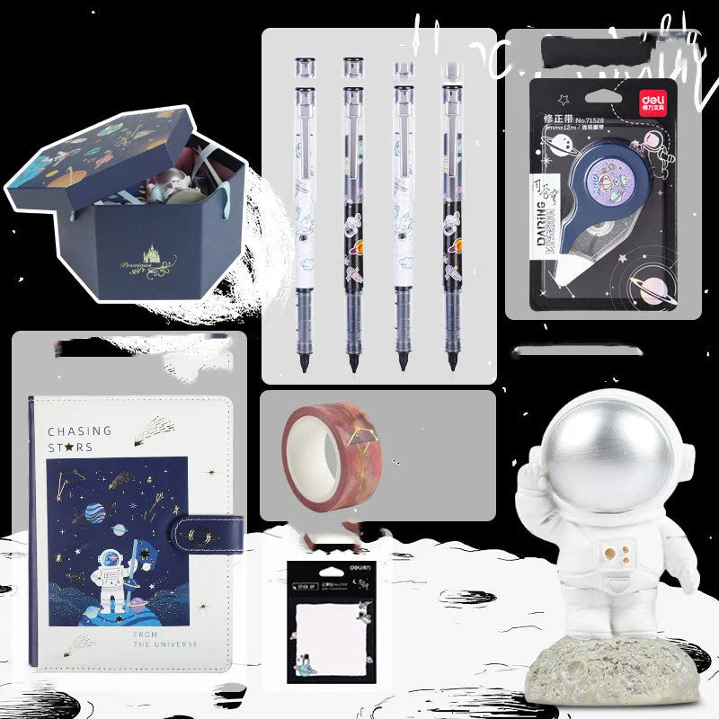 Universe Galaxy Exploration Stationery Set Gift Box Spree Birthday Gift Astronaut Notebook Creative Hand Ledger - globaltradeleader