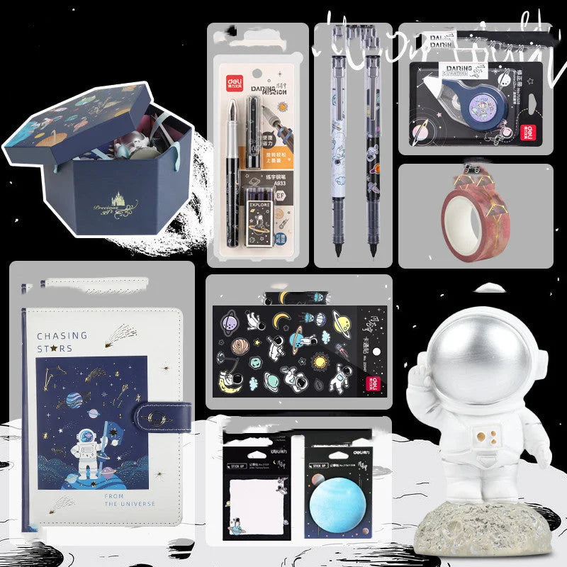 Universe Galaxy Exploration Stationery Set Gift Box Spree Birthday Gift Astronaut Notebook Creative Hand Ledger - globaltradeleader