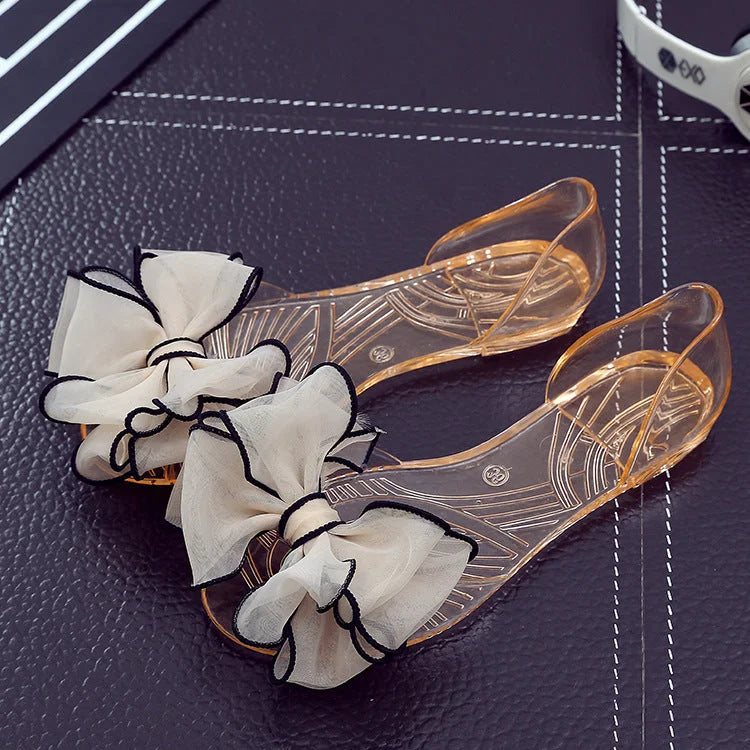 Women's Bowknot Transparent Flat Sandals - globaltradeleader