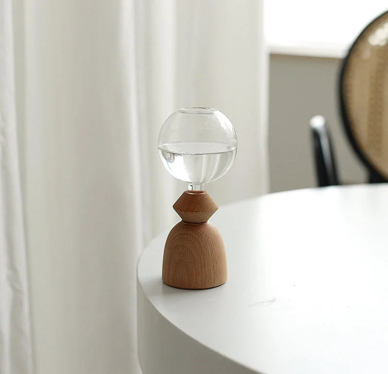 Wooden Base Geometric Bubble Vase Nordic Ins Fun Decorative Floral Combination - globaltradeleader