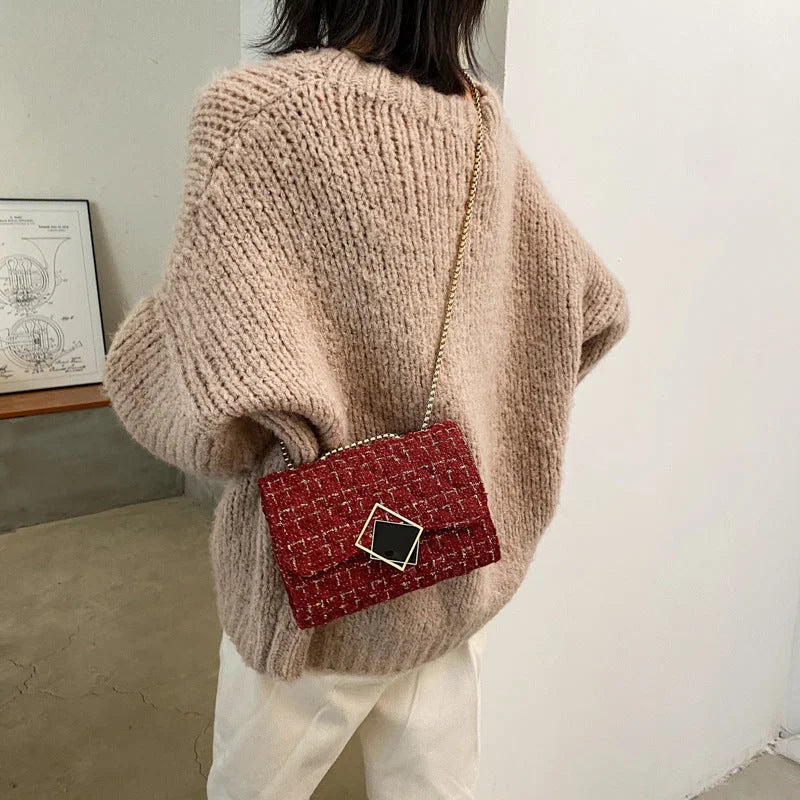 Woolen Bag Ins Women's Bag New Trendy 2022 Popular Korean Version Fashion Chain Shoulder Messenger Bag - globaltradeleader