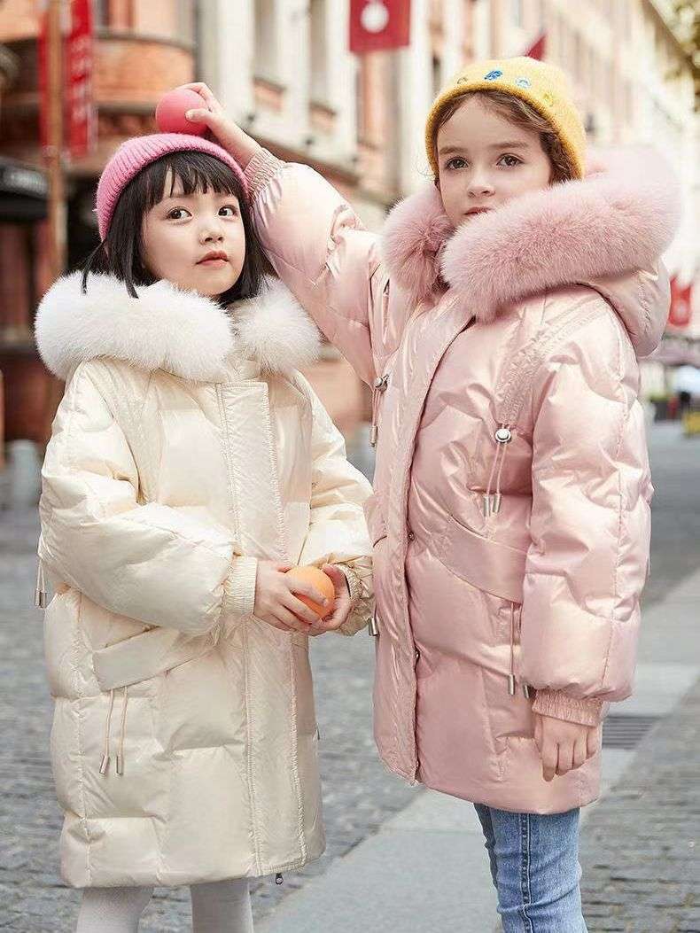 Girls Winter Cotton Plus Thickening Plus Size Wool Collar Cotton-padded Jacket