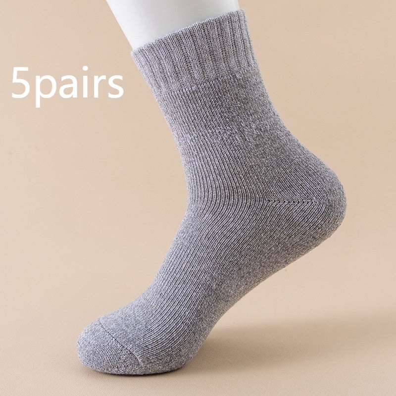 Autumn And Winter Fleece Lined Padded Warm Keeping Mid-calf Solid Color Socks - globaltradeleader