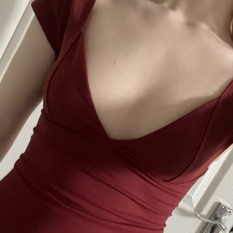 Women's New Solid Color Low-cut Short-sleeved T-shirt Popular Fashion Casual Top - globaltradeleader