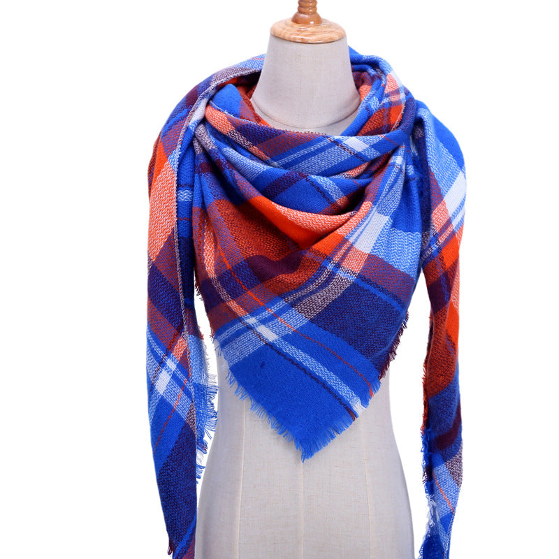 Autumn And Winter Artificial Cashmere Scarf High Density Triangular Binder Couple Plaid Scarf Warm Shawl