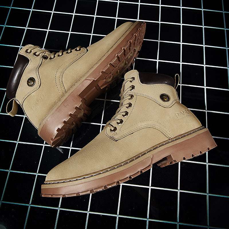 Fashion Trend Simple Personality Tooling Boots Round Toe British Men's Boots - globaltradeleader