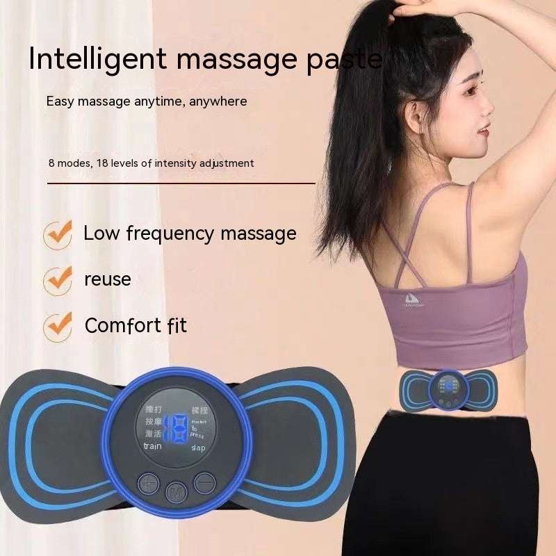 Mini Massage Pad Smart LCD Display Electrotherapy Massager Cervical Spine Waist Back Butterfly Instrument Pocket - globaltradeleader