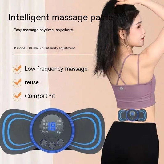 Mini Massage Pad Smart LCD Display Electrotherapy Massager Cervical Spine Waist Back Butterfly Instrument Pocket - globaltradeleader