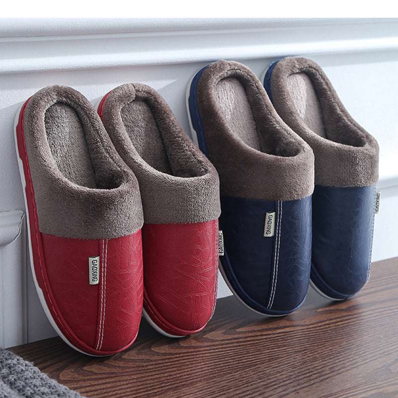 Waterproof Fur Slides Shoes Women Winter Bedroom Home Slippers For Couple - globaltradeleader