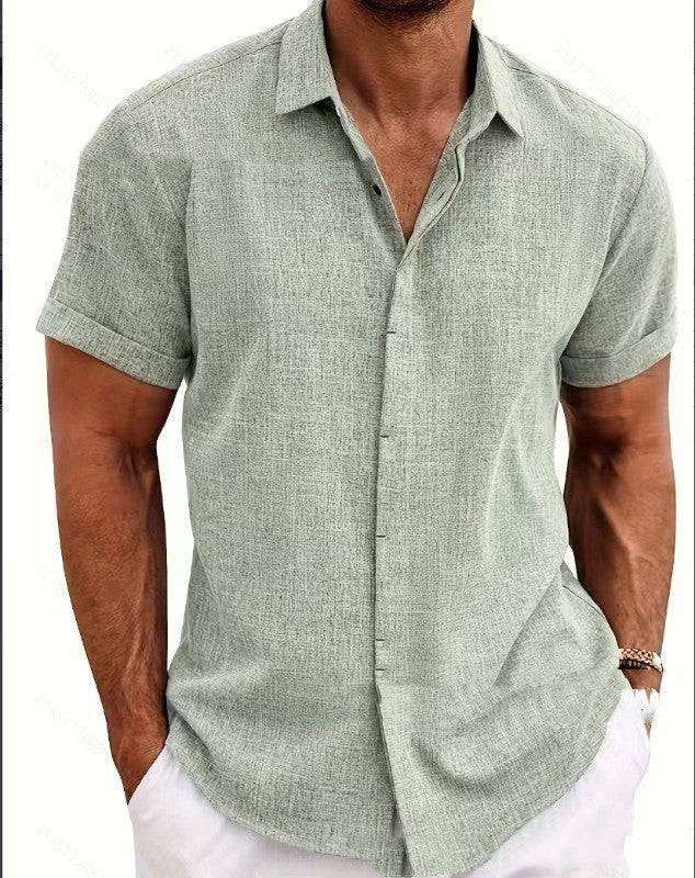 Men's Linen Short Sleeved T-shirt Loose Fitting - globaltradeleader